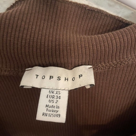 Women's TOPSHOP Cropped Collared Sweatshirt in Brown Size 2 Xs Trendy - Picture 6 of 9